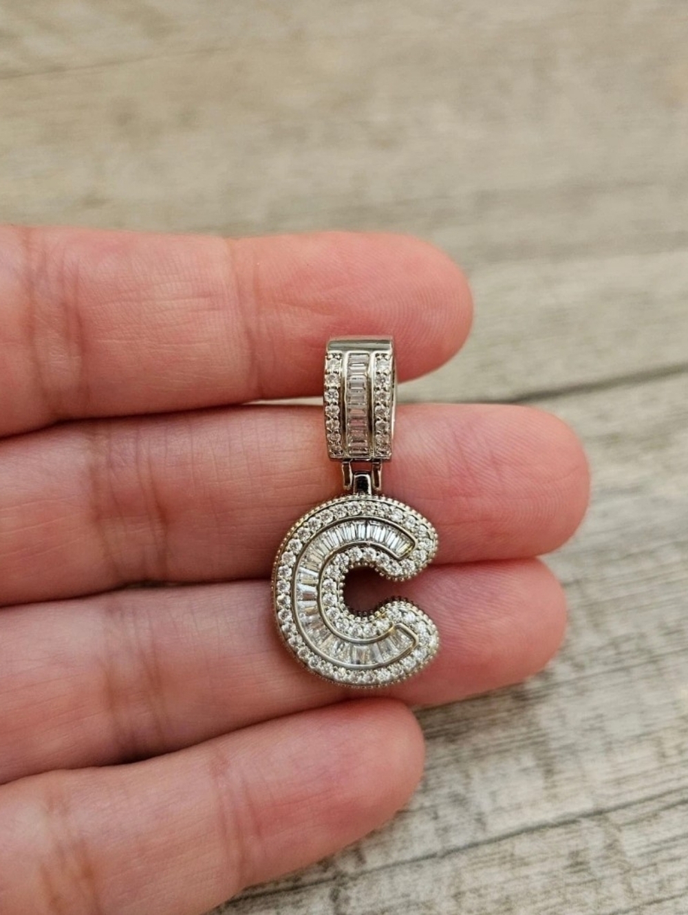 Sterling Silver  plated Letters A to Z Initial Baguette CZ P - Picture 7 of 15